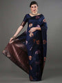 Midnight Charm Banarasi Silk Saree with Copper Zari Floral Weave