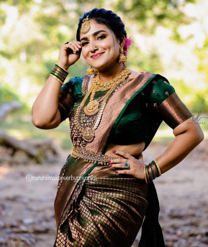 Regal Heritage Banarasi Silk Saree with Antique Copper Zari Weaving