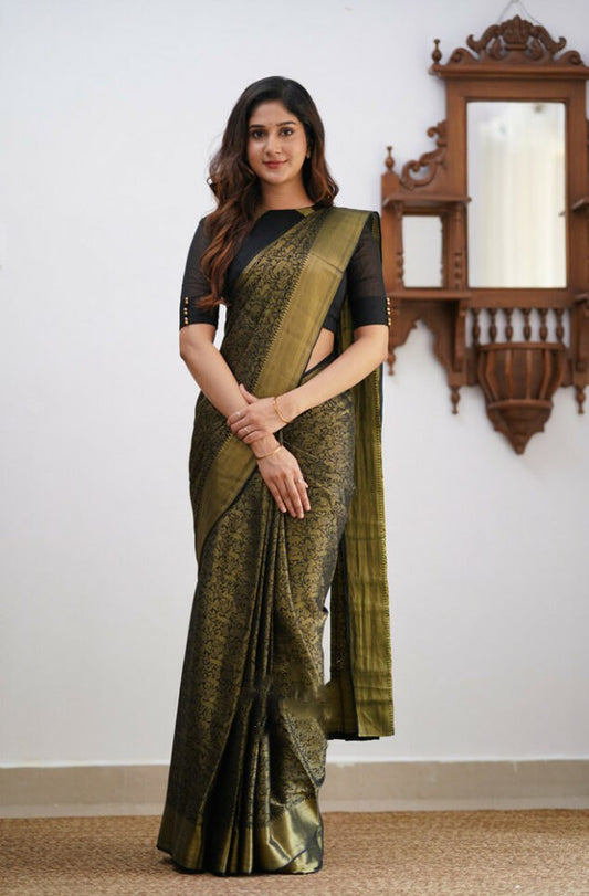 Traditional Banarasi Soft Silk Saree with All-Over Zari Weaving