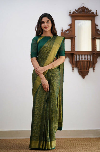 Traditional Banarasi Soft Silk Saree with All-Over Zari Weaving