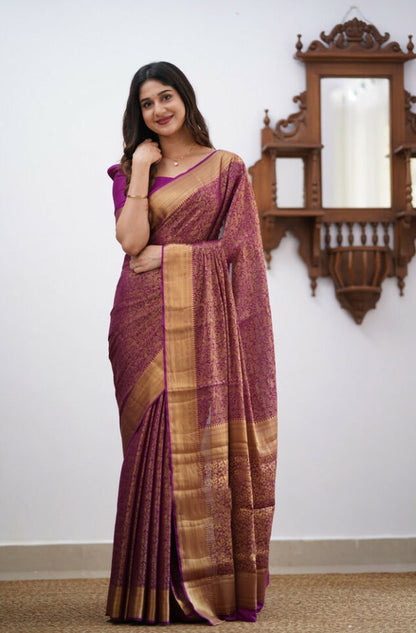 Traditional Banarasi Soft Silk Saree with All-Over Zari Weaving