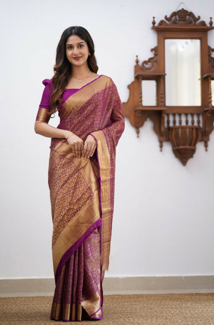 Traditional Banarasi Soft Silk Saree with All-Over Zari Weaving