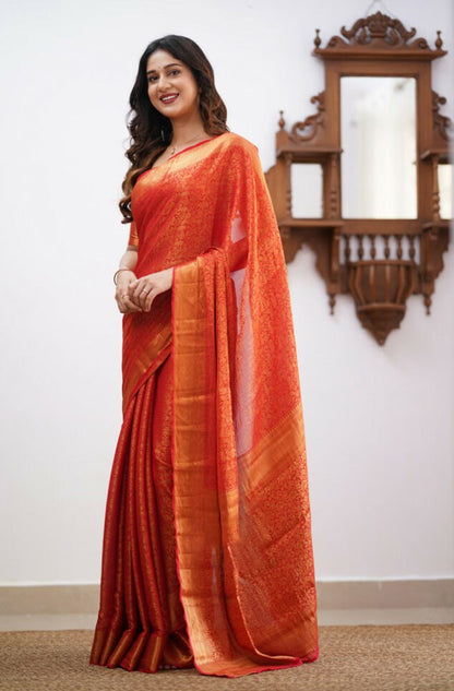 Traditional Banarasi Soft Silk Saree with All-Over Zari Weaving