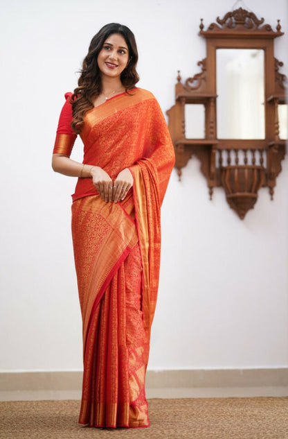 Traditional Banarasi Soft Silk Saree with All-Over Zari Weaving
