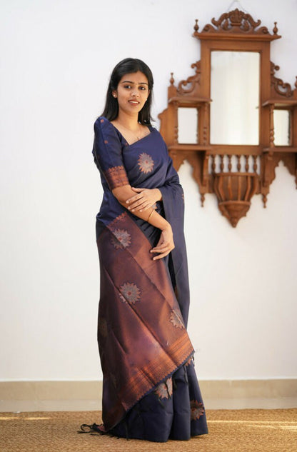 Elegant Banarasi Soft Silk Saree with Zari Sun Motifs