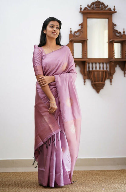 Elegant Banarasi Soft Silk Saree with Zari Sun Motifs