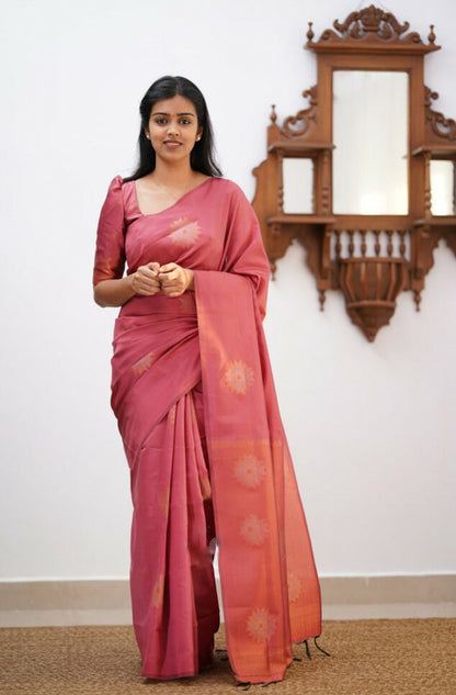 Elegant Banarasi Soft Silk Saree with Zari Sun Motifs