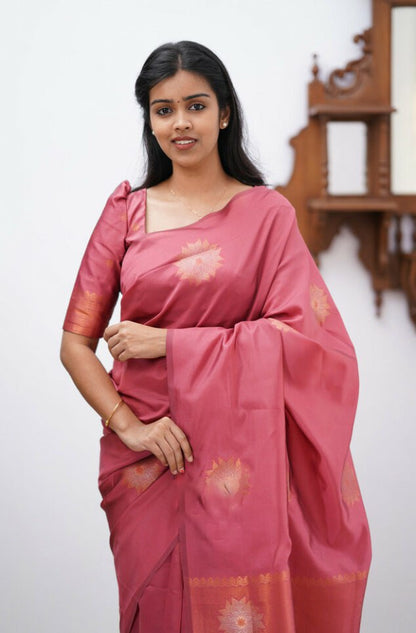 Elegant Banarasi Soft Silk Saree with Zari Sun Motifs