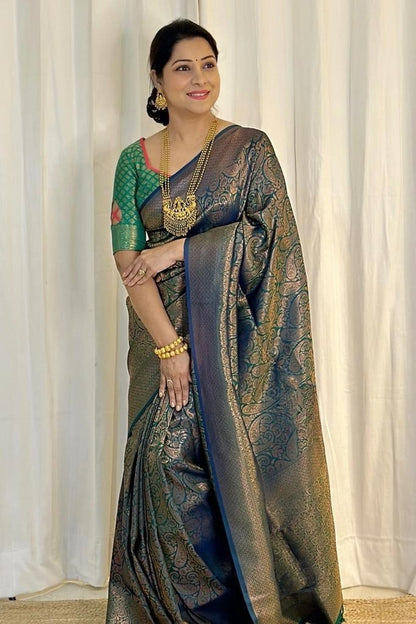 Royal Banarasi Soft Silk Saree with All-Over Zari Weaving