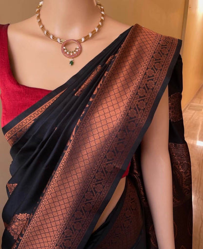 Copper Zari Banarasi Soft Silk Saree Collection
