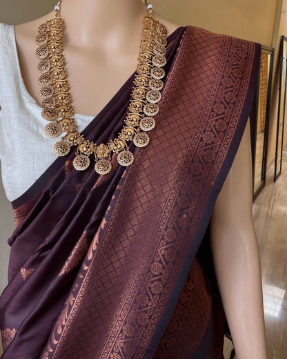 Copper Zari Banarasi Soft Silk Saree Collection
