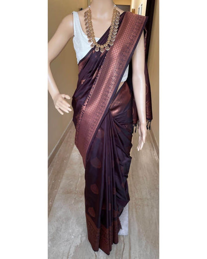 Copper Zari Banarasi Soft Silk Saree Collection