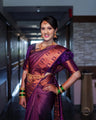 Royal Purple Banarasi Paithani Silk Saree with Copper Zari Border