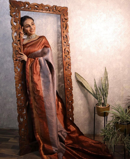 Banarasi Soft Silk Saree with Rich Zari Weaving and Contrast Border