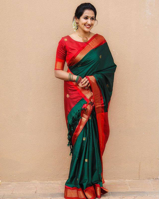 Traditional Banarasi Soft Silk Sarees with Contrast Borders