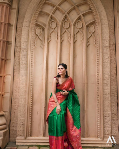 Kanjivaram Banarasi Soft Silk Saree Collection with Rich Zari Border & Contrast Dual-Tone Design