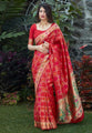 Red Banarasi Soft Silk Saree with Multicolor Meenakari Weaving and Rich Zari Pallu