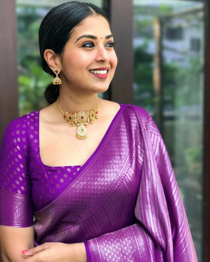 Elegant Banarasi Silk Saree Combo – Purple, Rust Copper & Soft Pink Collection