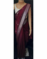 Maroon Banarasi Soft Silk Saree with Silver Zari Border and Butta Weaving