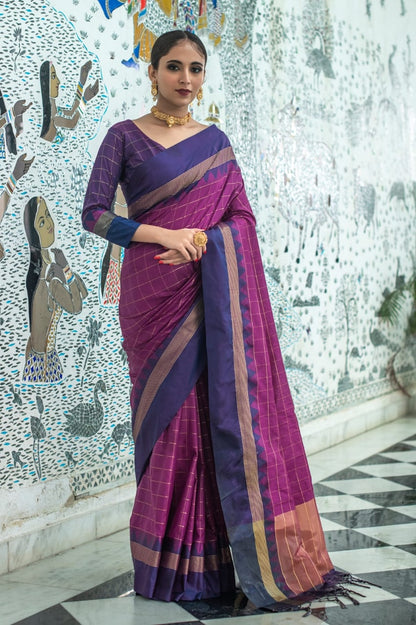 Classic Banarasi Checkered Silk Saree Collection – 6 Elegant Shades