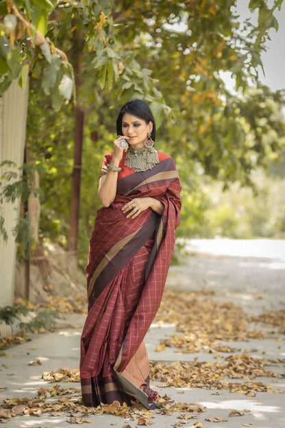 Classic Banarasi Checkered Silk Saree Collection – 6 Elegant Shades