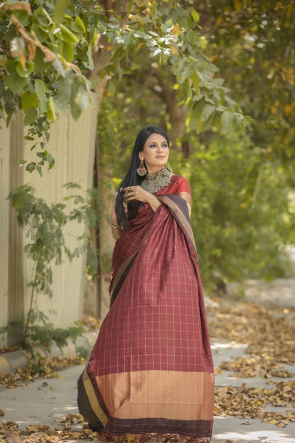 Classic Banarasi Checkered Silk Saree Collection – 6 Elegant Shades
