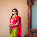 Rani Pink & Parrot Green Banarasi Silk Saree with Rich Zari Weaving and Paithani Pallu