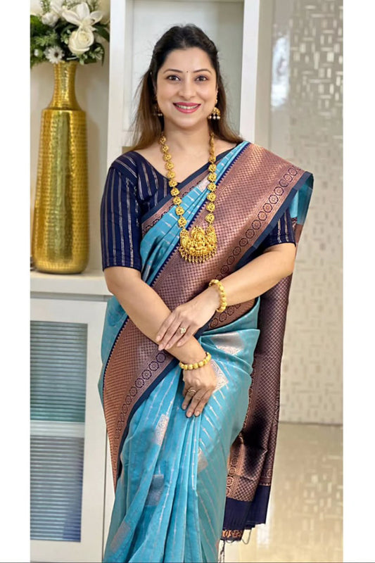 Jacquard Silk Saree with Contrast Zari Border