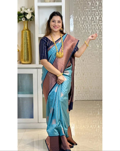 Jacquard Silk Saree with Contrast Zari Border