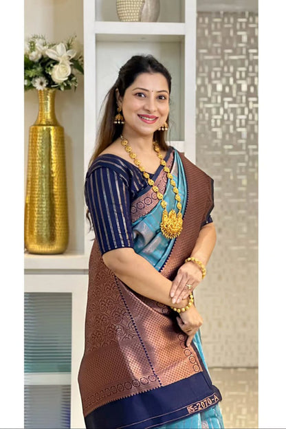 Jacquard Silk Saree with Contrast Zari Border