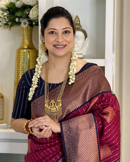 Jacquard Silk Saree with Contrast Zari Border
