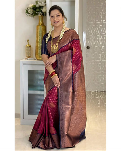 Jacquard Silk Saree with Contrast Zari Border