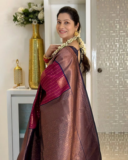 Jacquard Silk Saree with Contrast Zari Border