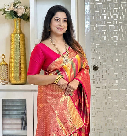 Graceful Multicolor Silk Saree with Rich Zari Weaving