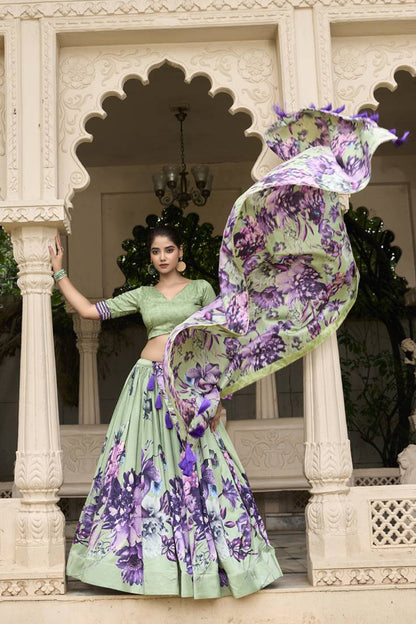 Premium Dola Silk Digital Print Lehenga Choli Collection | Designer Floral Lehenga with Dupatta