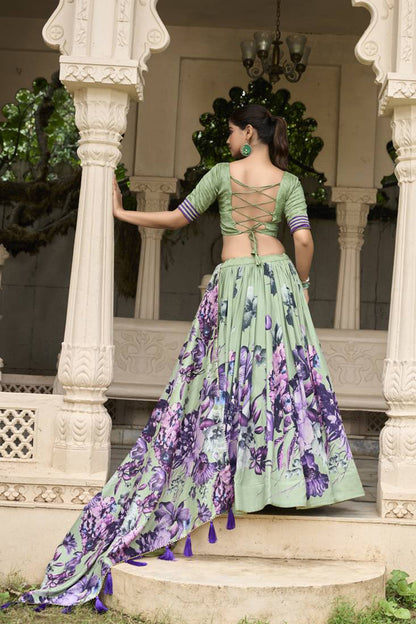 Premium Dola Silk Digital Print Lehenga Choli Collection | Designer Floral Lehenga with Dupatta