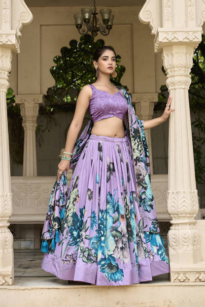 Premium Dola Silk Digital Print Lehenga Choli Collection | Designer Floral Lehenga with Dupatta