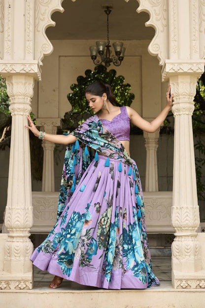 Premium Dola Silk Digital Print Lehenga Choli Collection | Designer Floral Lehenga with Dupatta