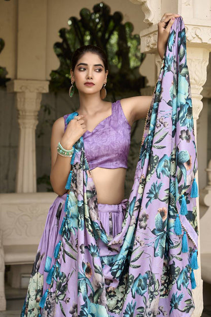 Premium Dola Silk Digital Print Lehenga Choli Collection | Designer Floral Lehenga with Dupatta