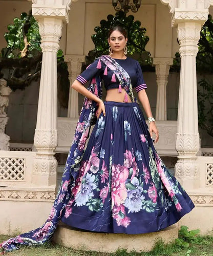 Premium Dola Silk Digital Print Lehenga Choli Collection | Designer Floral Lehenga with Dupatta