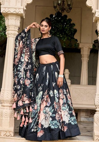 Premium Dola Silk Digital Print Lehenga Choli Collection | Designer Floral Lehenga with Dupatta