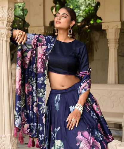 Premium Dola Silk Digital Print Lehenga Choli Collection | Designer Floral Lehenga with Dupatta