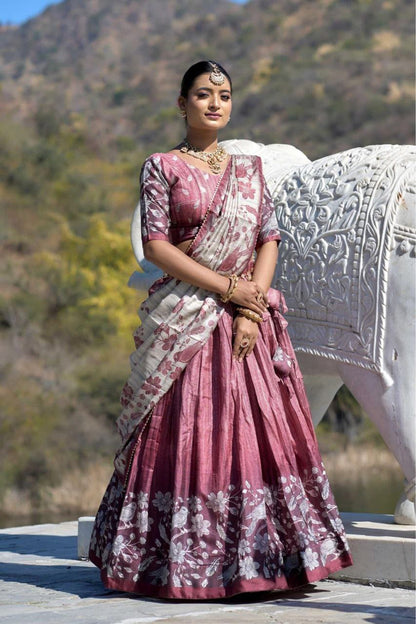 Premium Dola Silk Digital Print Lehenga Choli with Bird & Floral Designer Dupatta | Wedding & Festive Wear