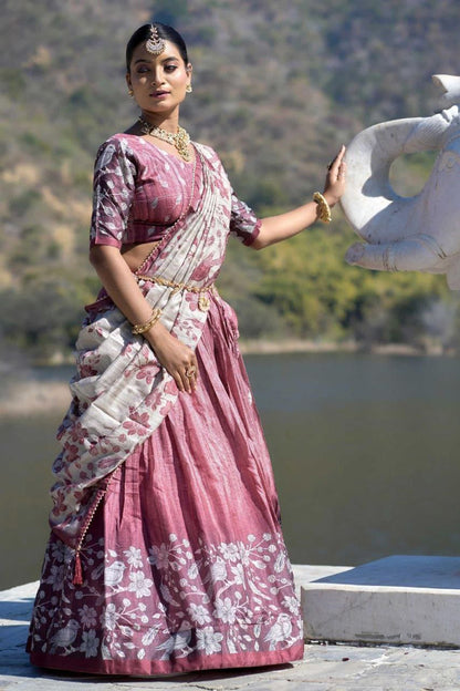 Premium Dola Silk Digital Print Lehenga Choli with Bird & Floral Designer Dupatta | Wedding & Festive Wear