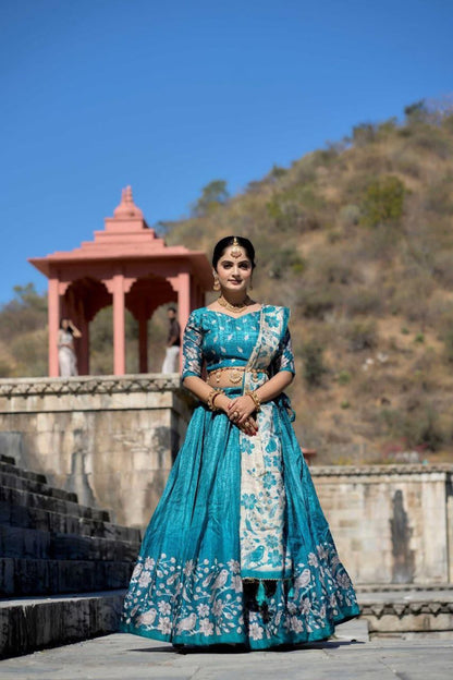 Premium Dola Silk Digital Print Lehenga Choli with Bird & Floral Designer Dupatta | Wedding & Festive Wear