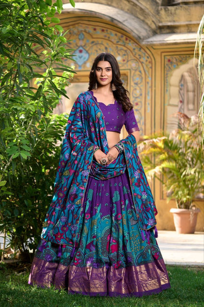 Royal Kalamkari Print Lehenga Choli with Designer Dupatta for Women