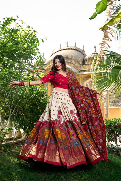 Royal Kalamkari Print Lehenga Choli with Designer Dupatta for Women