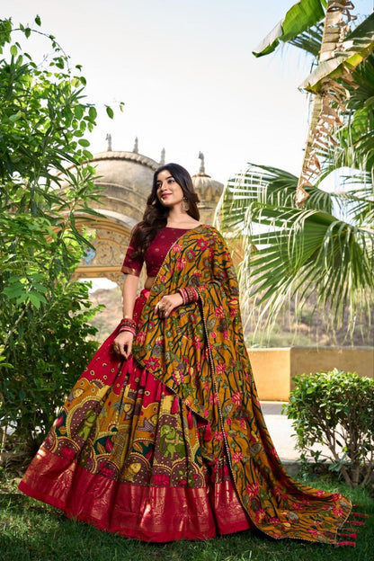 Royal Kalamkari Print Lehenga Choli with Designer Dupatta for Women