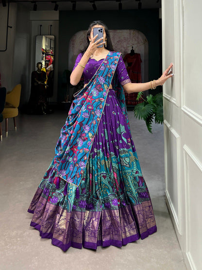 Royal Kalamkari Print Lehenga Choli with Designer Dupatta for Women