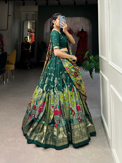 Royal Kalamkari Print Lehenga Choli with Designer Dupatta for Women